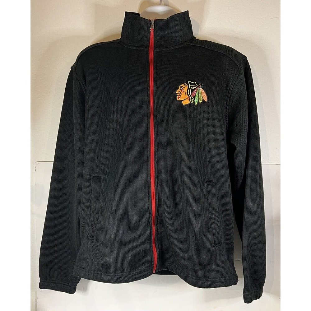 NHL Official Chicago Blackhawks Full Zip Hockey Waffel Knit Jacket Men's Size L